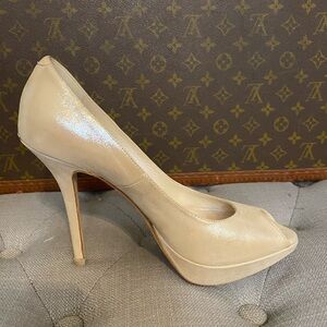 Christian Dior Lampskin Leather Miss Dior Pumps Heels, Beige/Cream, Size 38.